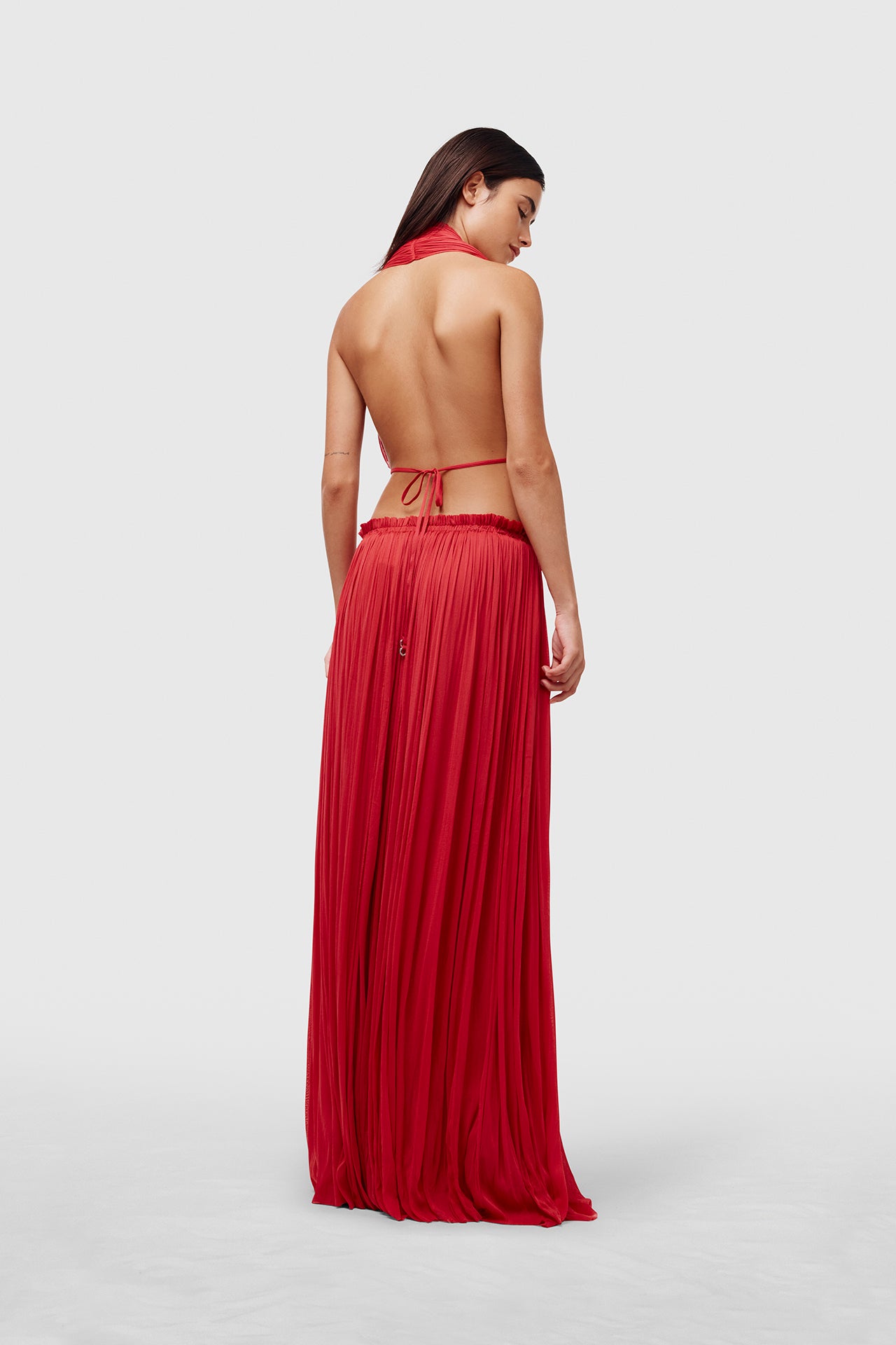 Red Silk Tulle Skirt