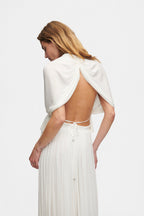 White Silk Tulle Top