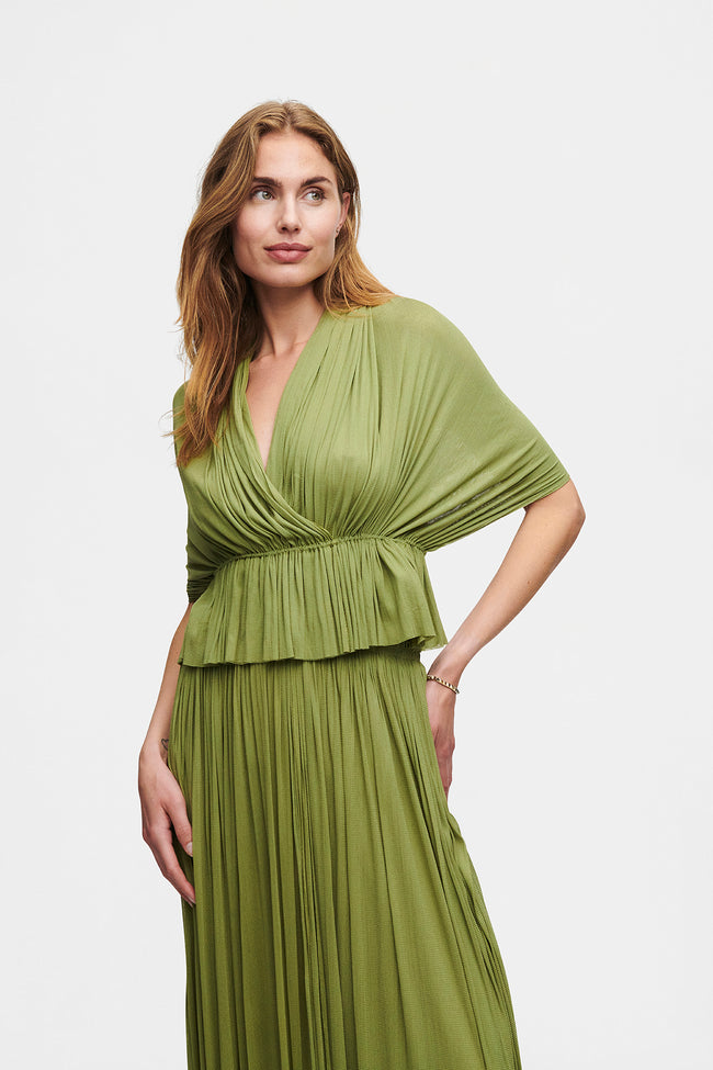 Green Silk Skirt & Top Set