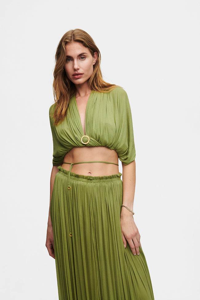 Green Silk Skirt & Top Set