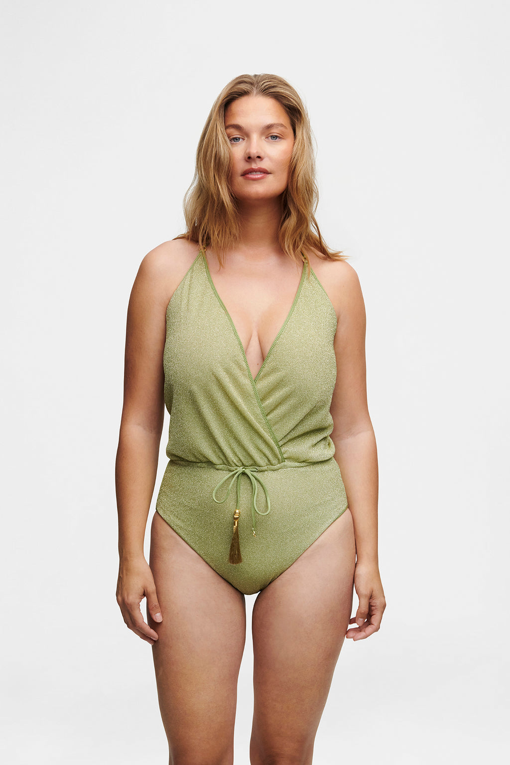 Green Glitter V-Swimsuit