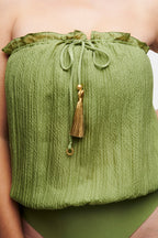 Green Bandeau Silk Swimsuit