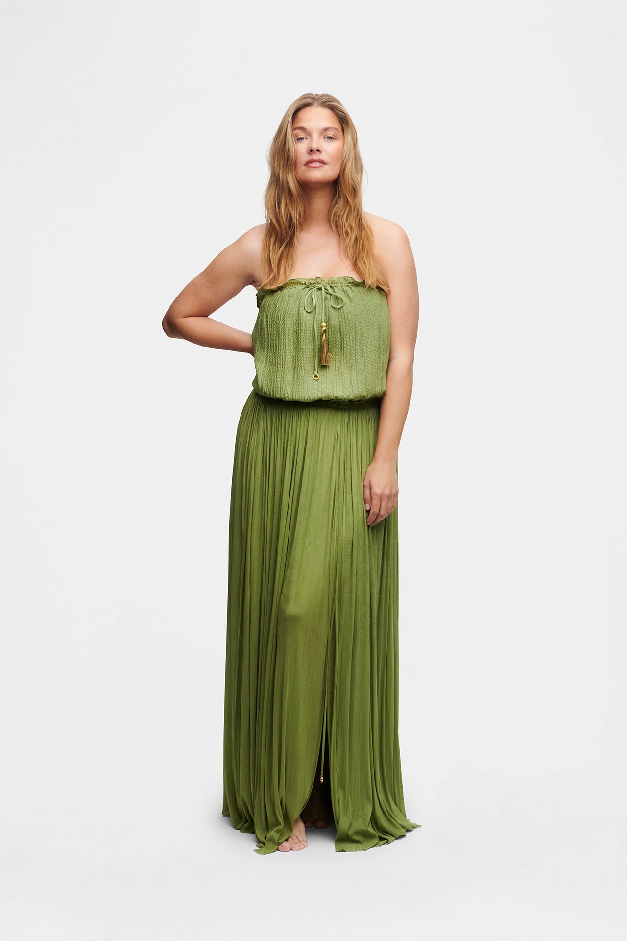 Green Bandeau Silk Swimsuit