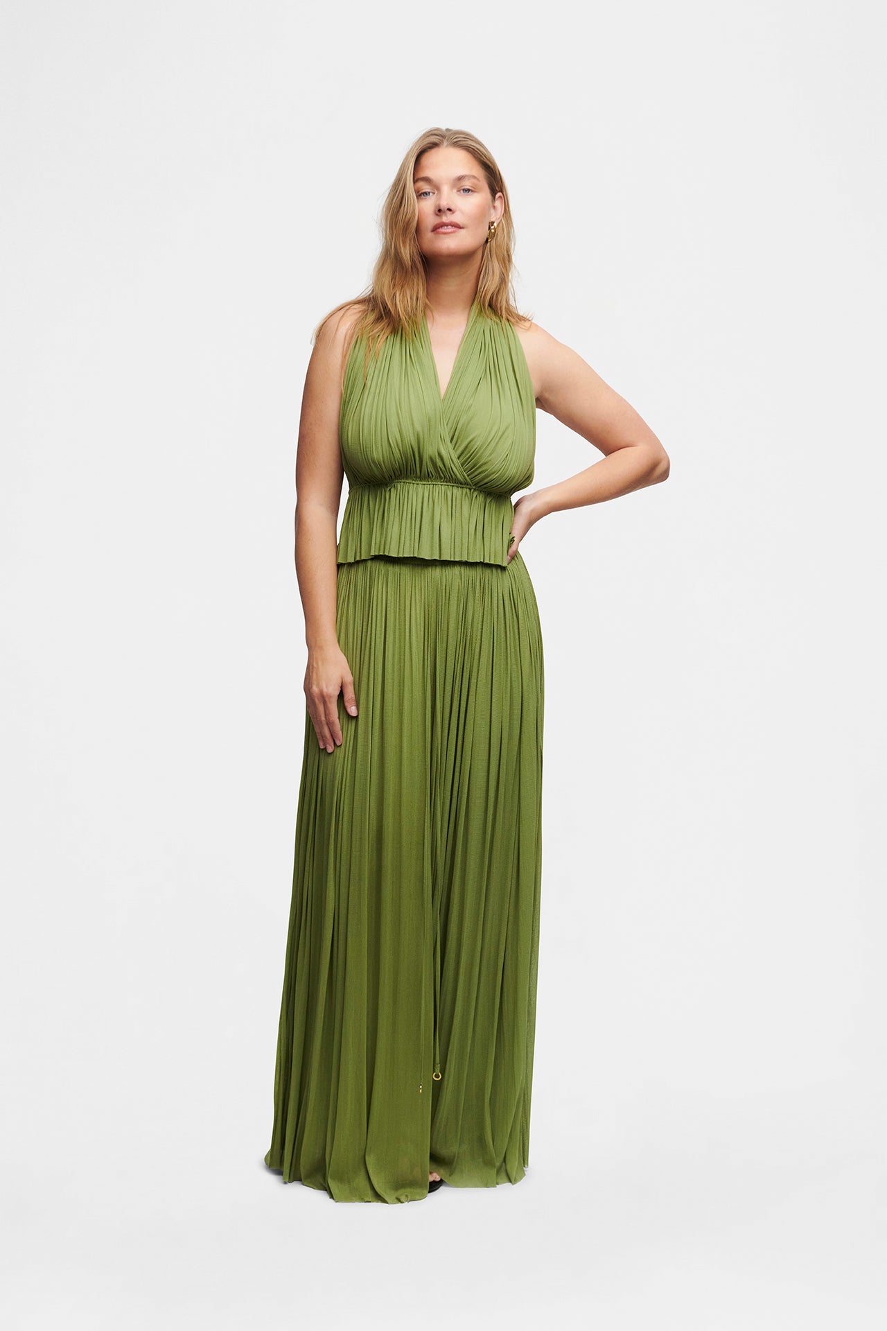 Green Silk Skirt & Top Set