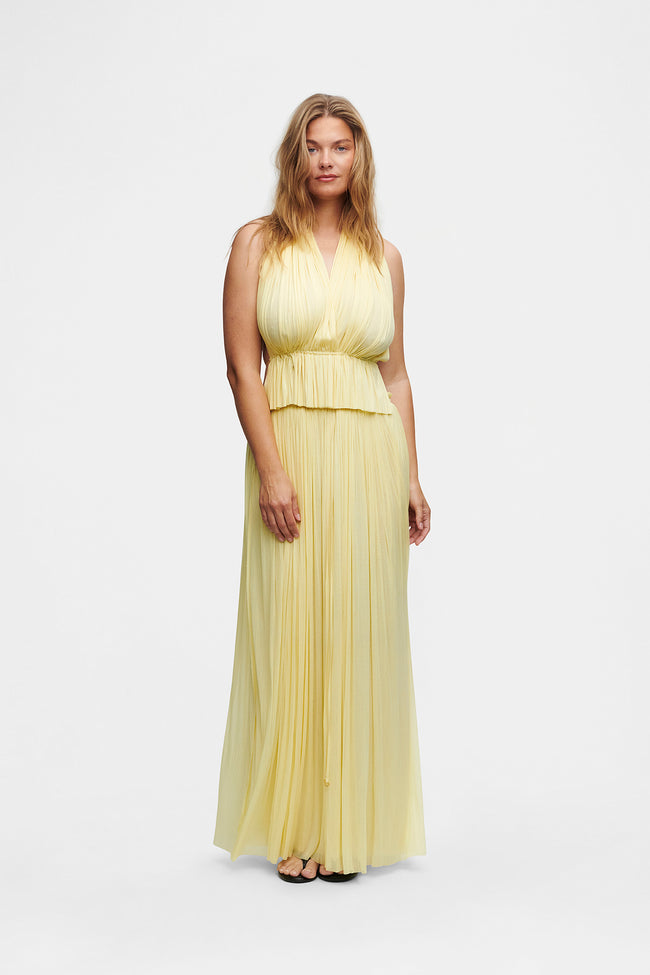 Yellow Silk Skirt & Top Set