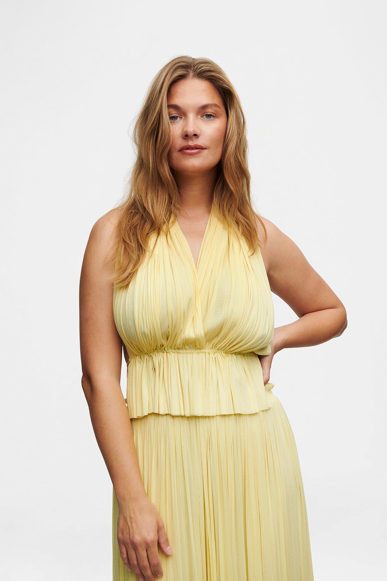 Yellow Silk Skirt & Top Set