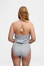 Ice Blue Glitter V-Swimsuit