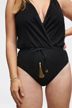 Black Glitter V-Swimsuit