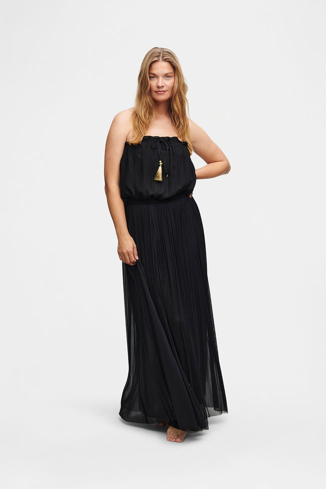 Black Bandeau Silk Swimsuit
