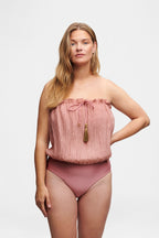 Blush Bandeau Silk Swimsuit