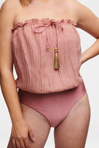 Blush Bandeau Silk Swimsuit