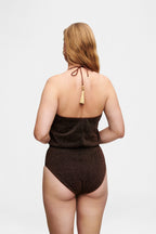 Brown Glitter V-Swimsuit