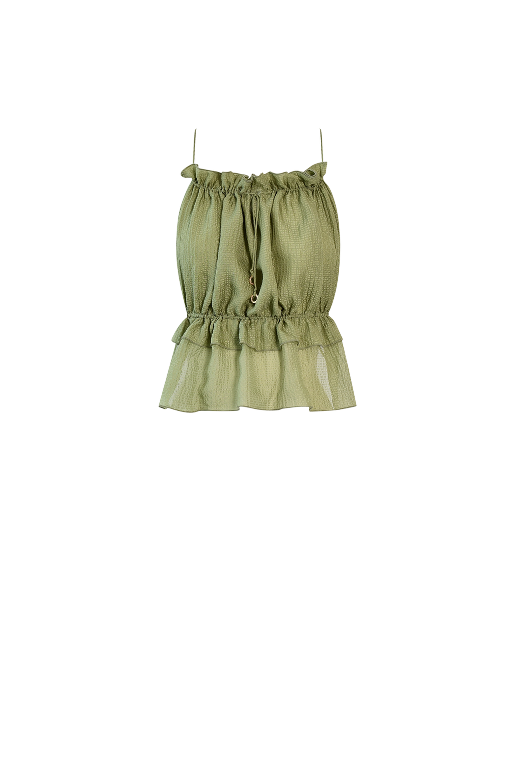 Green String Silk Top