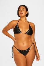 Black Eyelet Triangle Bikini