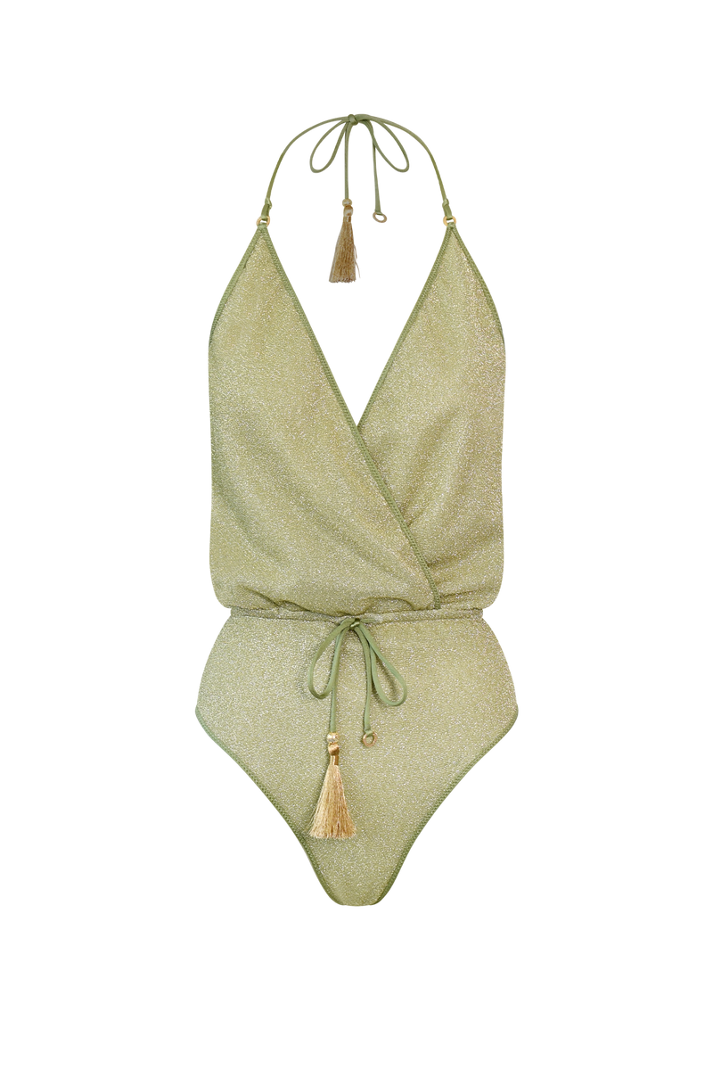 Green Glitter V-Swimsuit