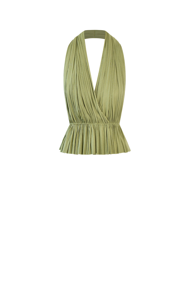 Green Silk Tulle Top