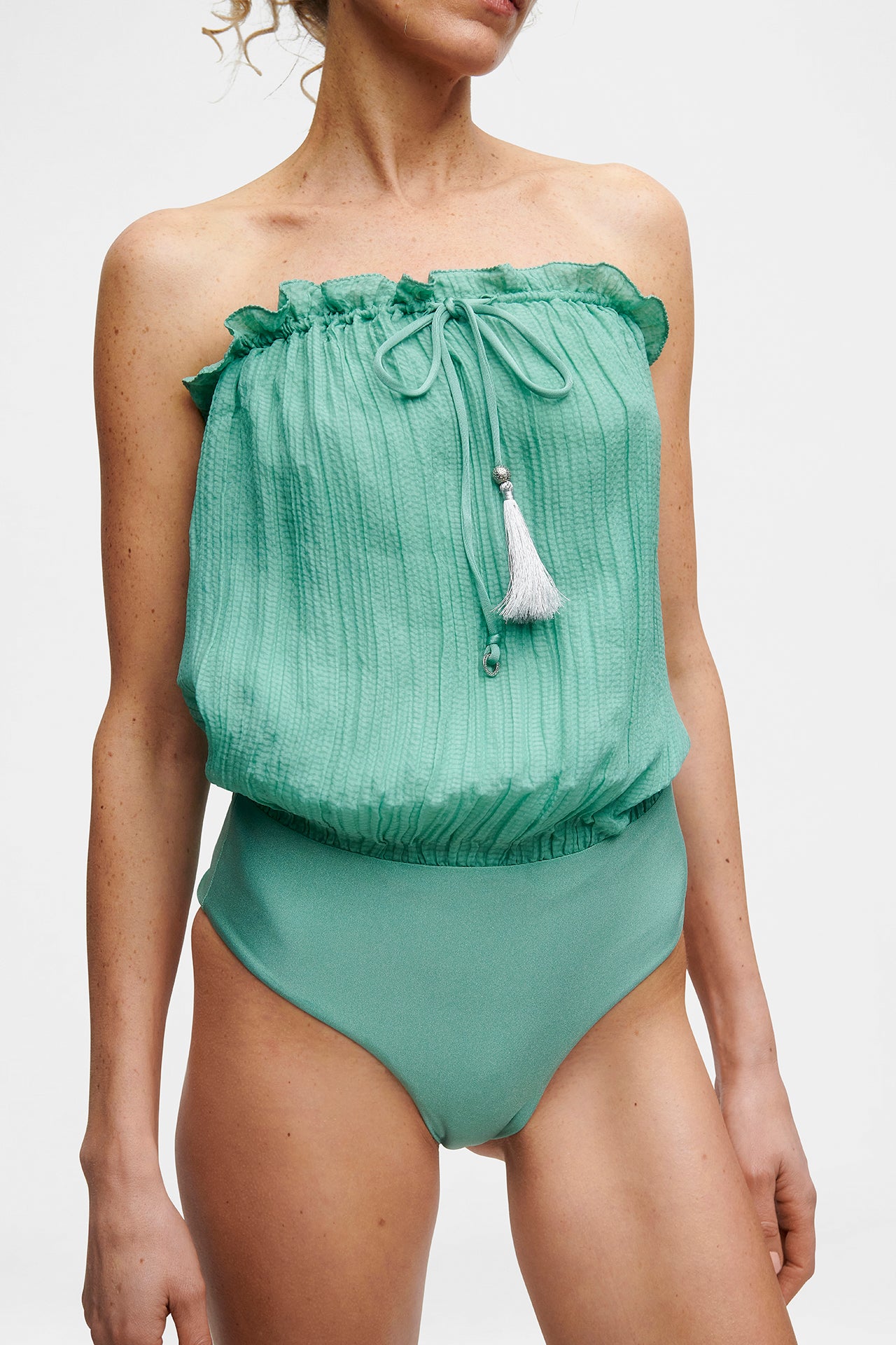 Ocean Bandeau Silk Swimsuit