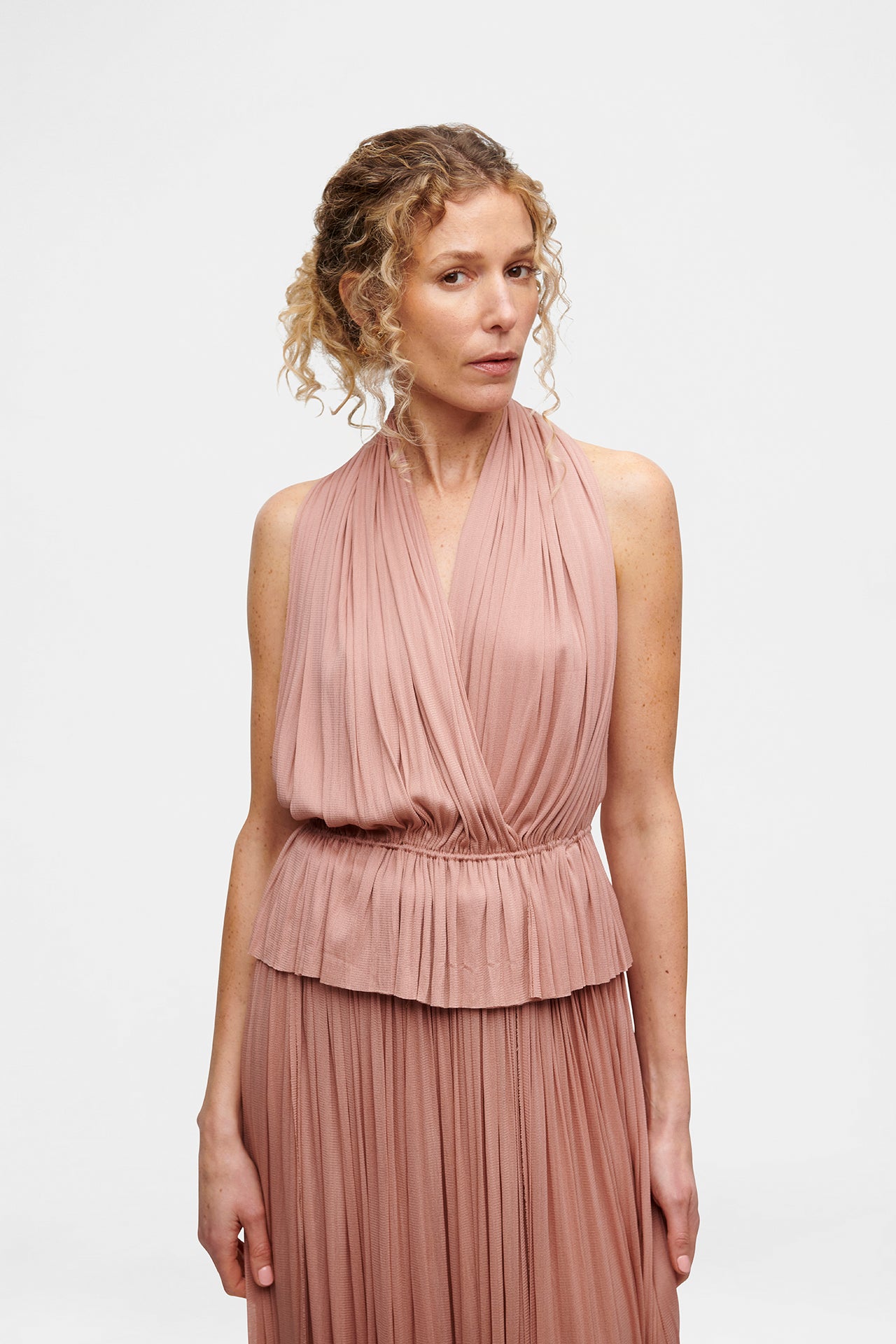 Blush Silk Tulle Top