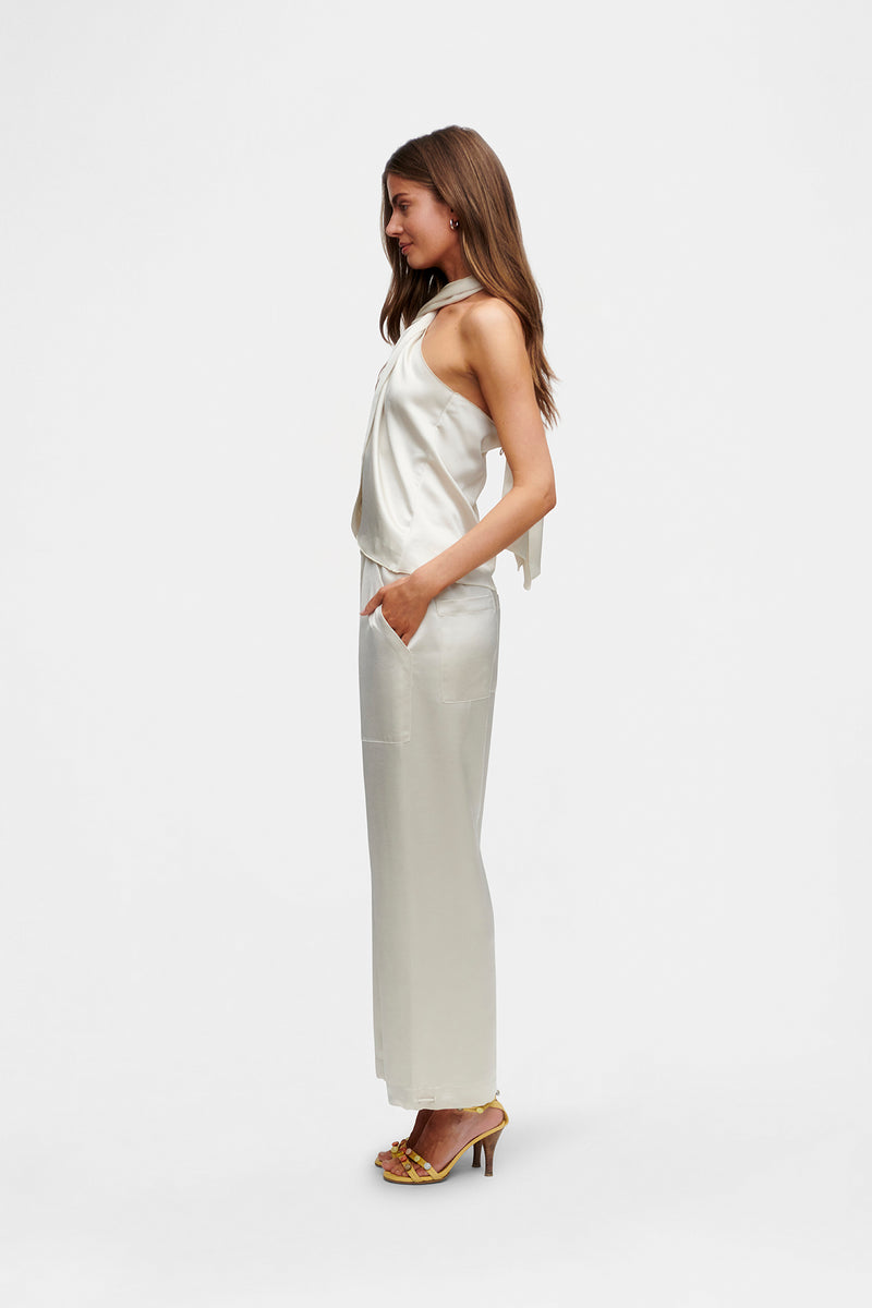 White Satin Trousers
