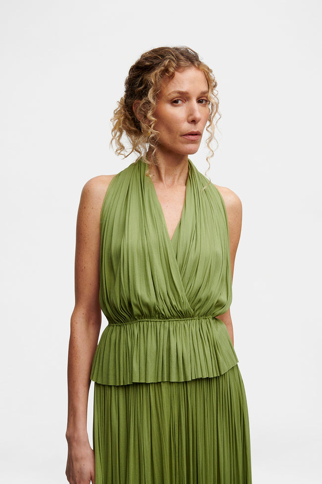 Green Silk Skirt & Top Set