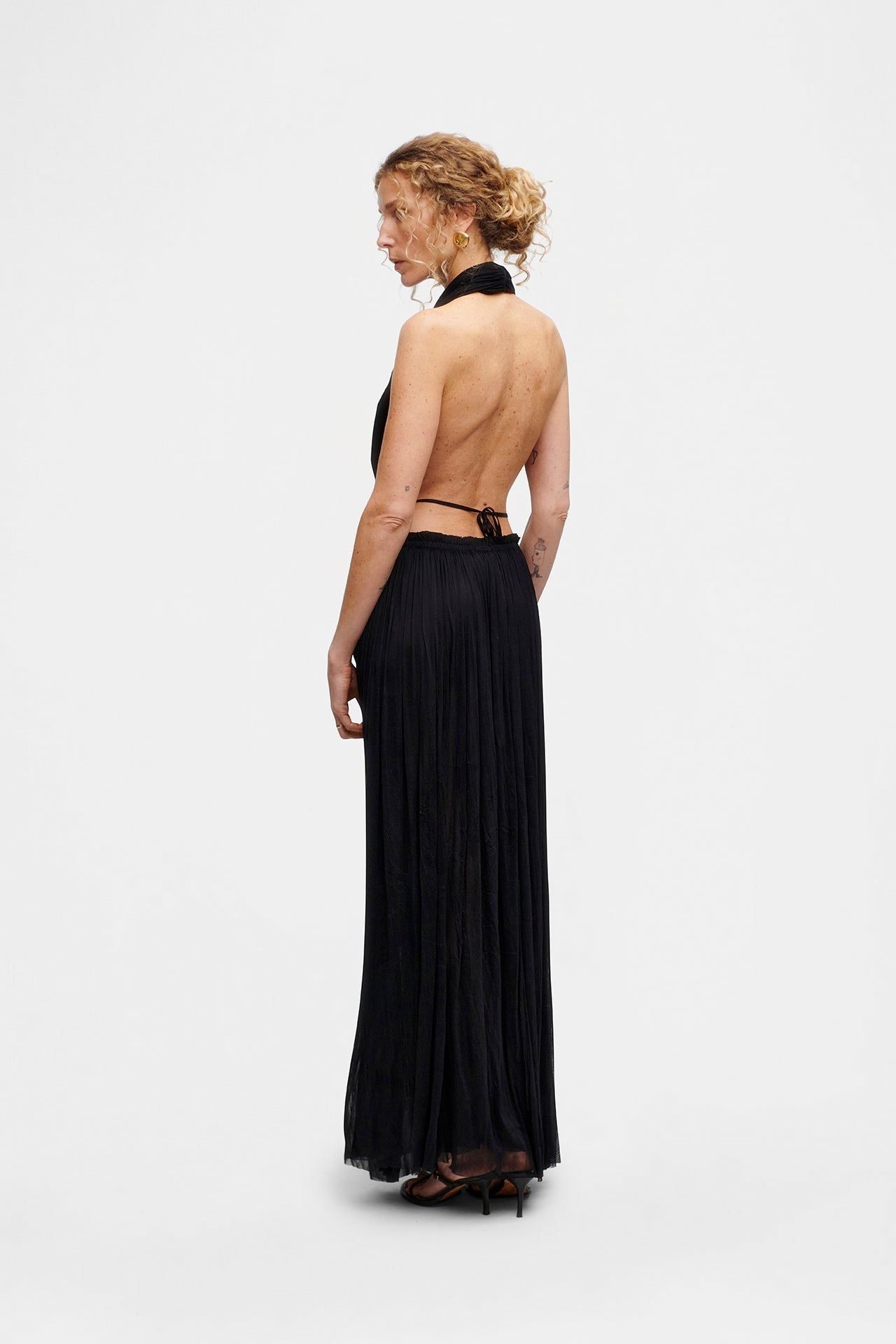 Black Silk Tulle Skirt & Top Set