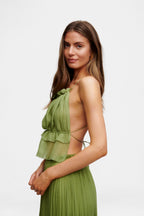 Green String Silk Top