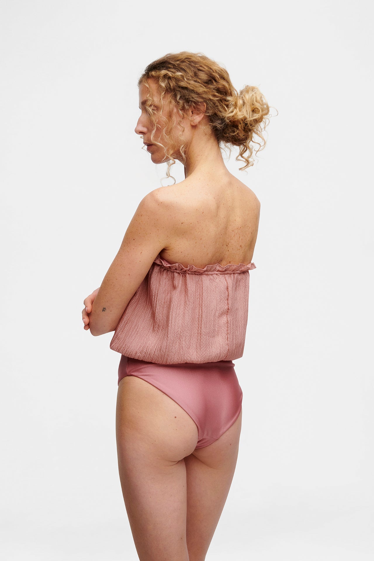 Blush Bandeau Silk Swimsuit