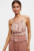 Rose Swirl String Silk Top