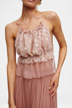 Rose Swirl String Silk Top