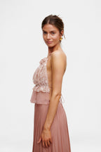 Rose Swirl String Silk Top