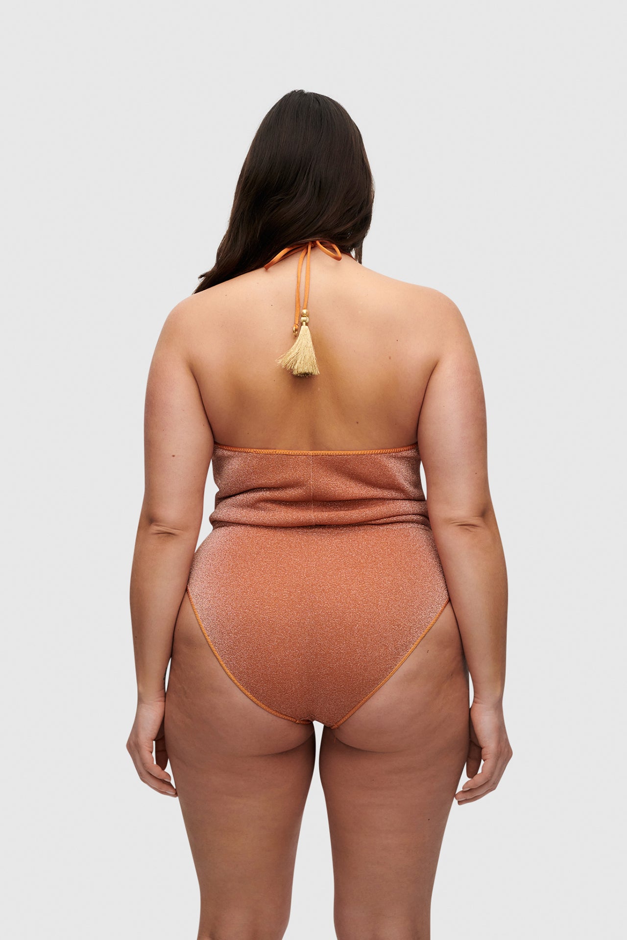 Rust Glitter V-Swimsuit