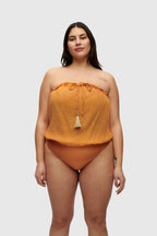 Rust Bandeau Silk Swimsuit