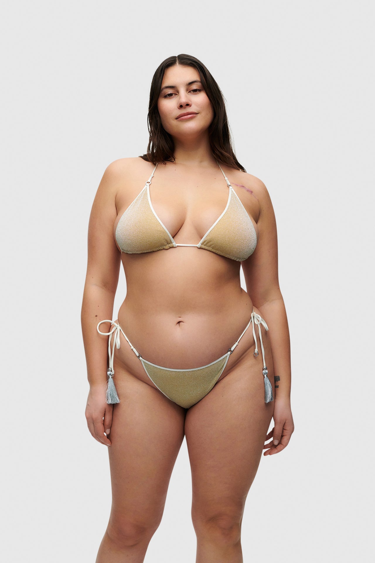 Ivory Glitter Triangle Bikini