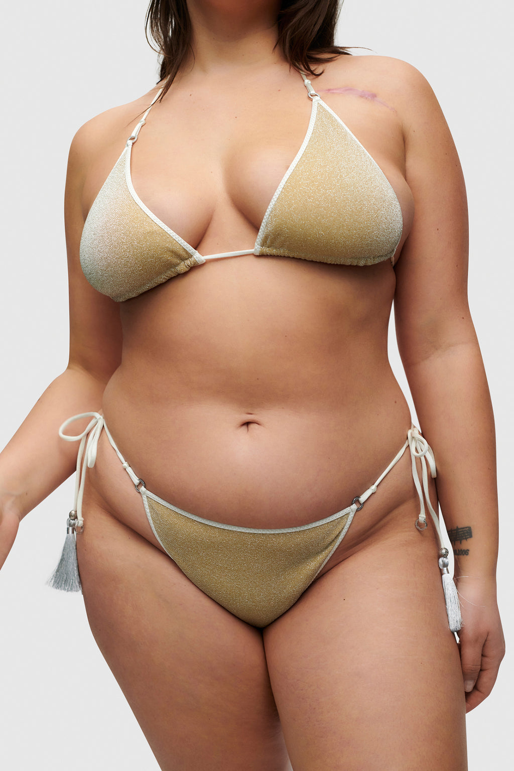 Ivory Glitter Triangle Bikini