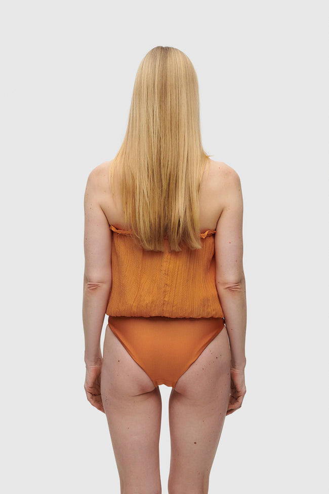 Rust Bandeau Silk Swimsuit