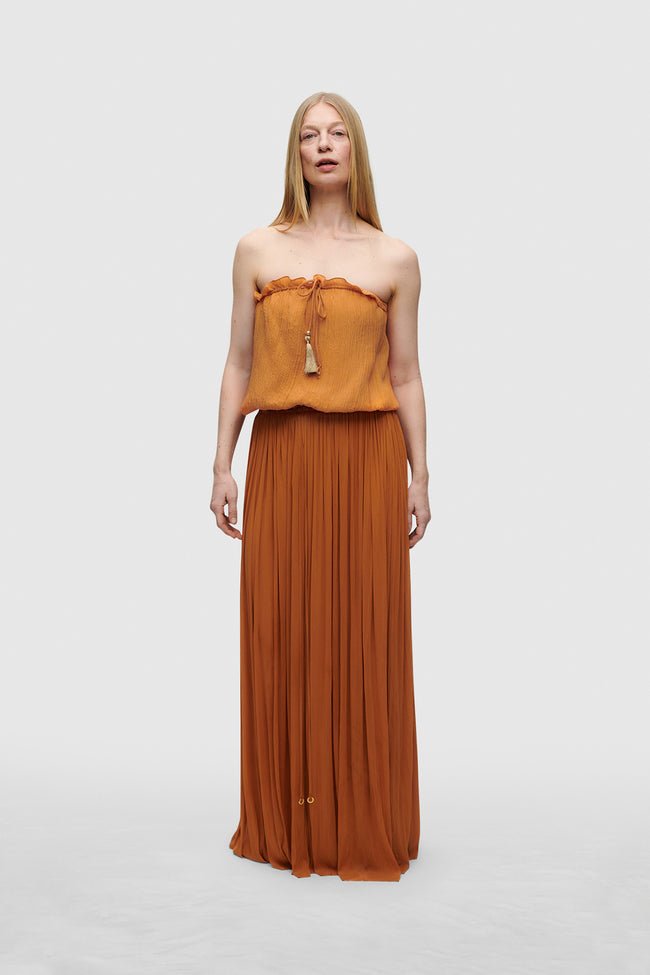 Rust Bandeau Silk Swimsuit