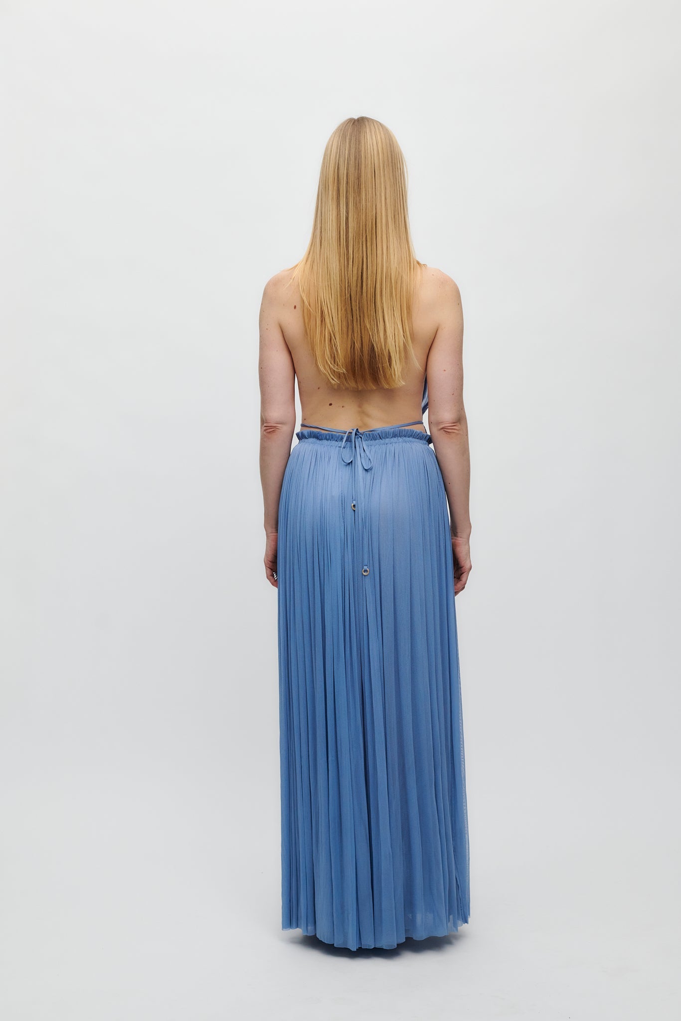 Blue Silk Tulle Top