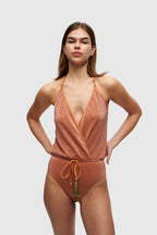 Rust Glitter V-Swimsuit