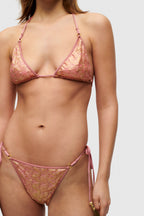 Gold Rose Knit Tiny Triangle Bikini
