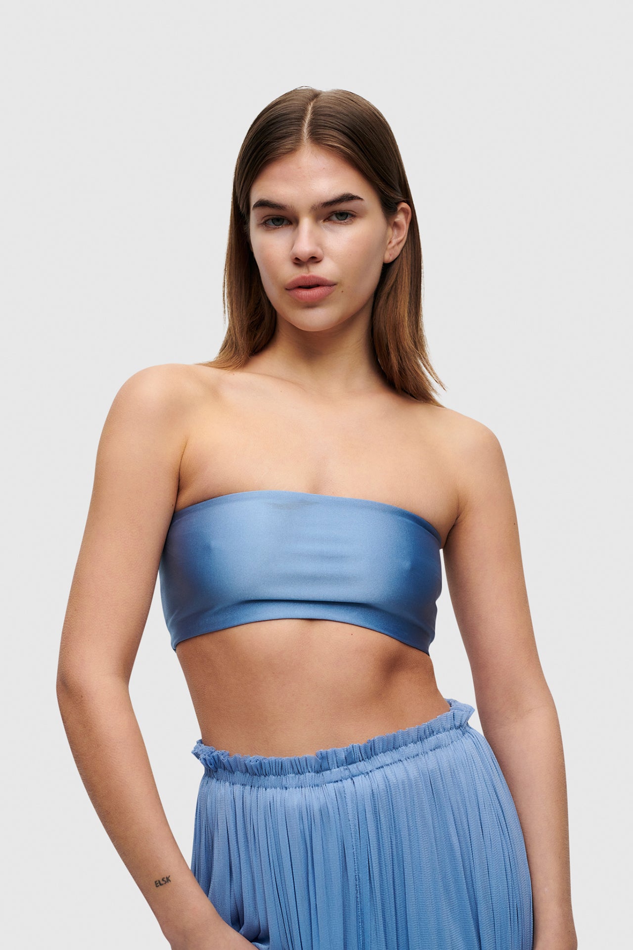 Blue Bandeau Top