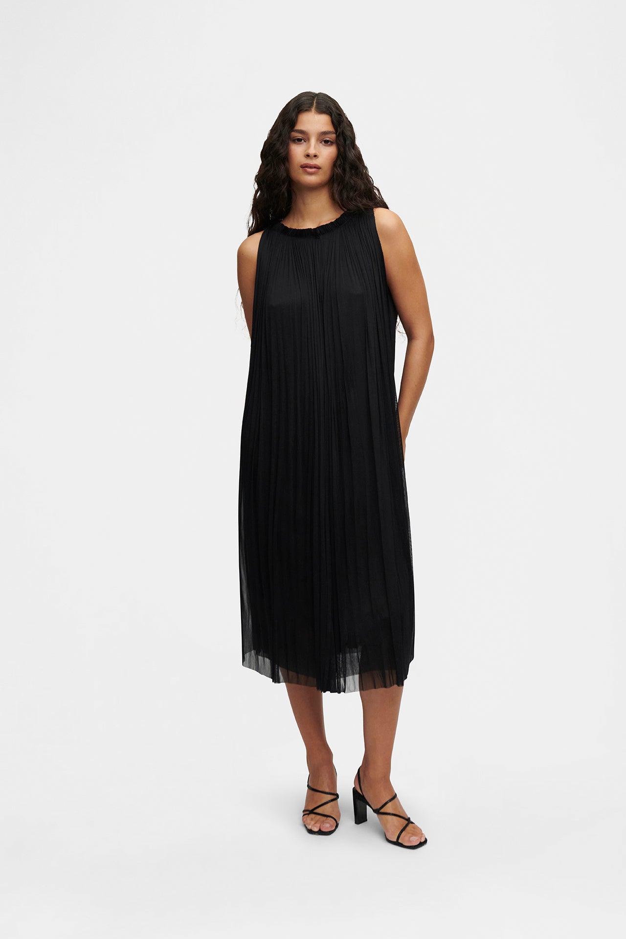 Black Silk Tulle Halter Dress