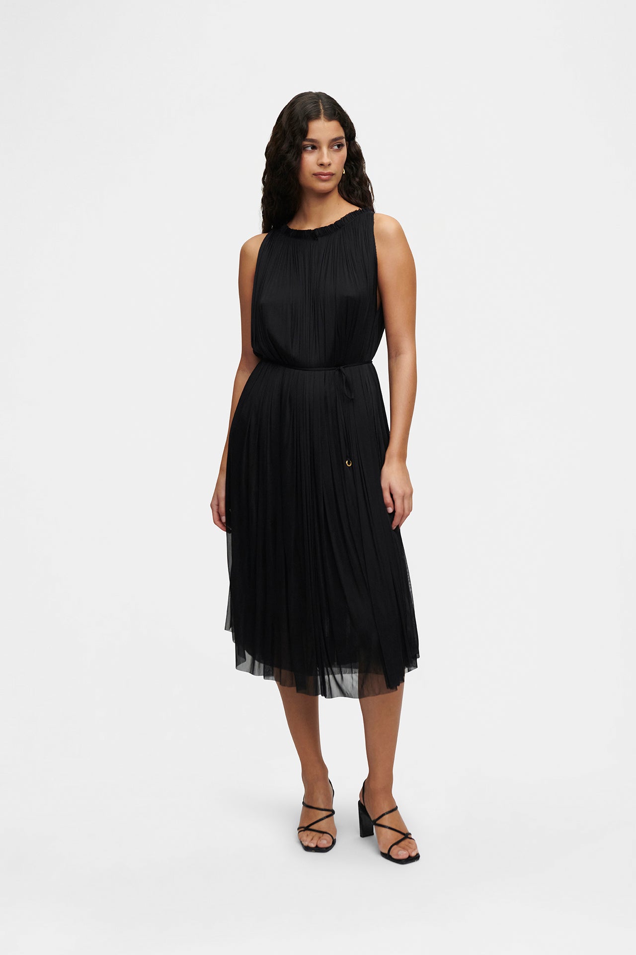 Black Silk Tulle Halter Dress