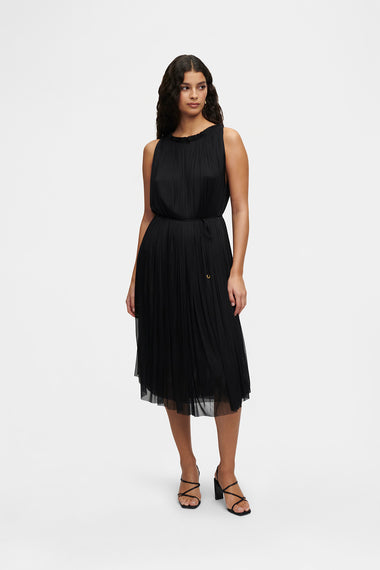 Black Silk Tulle Halter Dress, floor-length 100% Grade 6A mulberry silk, image 3, HANNE BLOCH