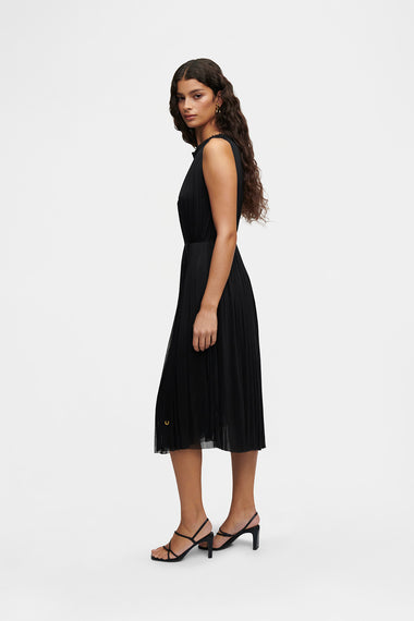 Black Silk Tulle Halter Dress, floor-length 100% Grade 6A mulberry silk, HANNE BLOCH