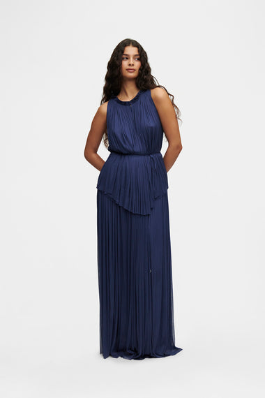 Ocean Blue Silk Halter Set, skirt and halter top in 100% Grade 6A mulberry silk, image 4, HANNE BLOCH