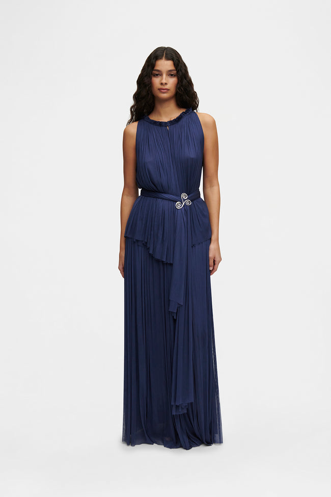 Ocean Blue Silk Tulle Skirt