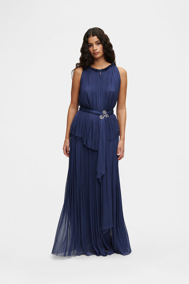 Ocean Blue Silk Tulle Skirt