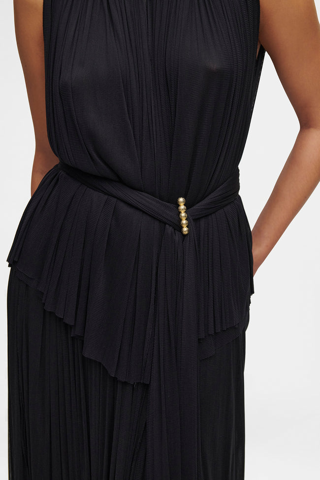 Black Silk Tulle Halter Top