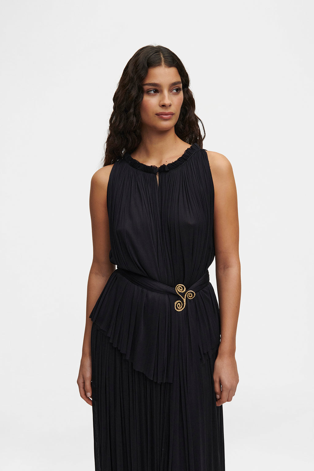 Black Silk Tulle Halter Top