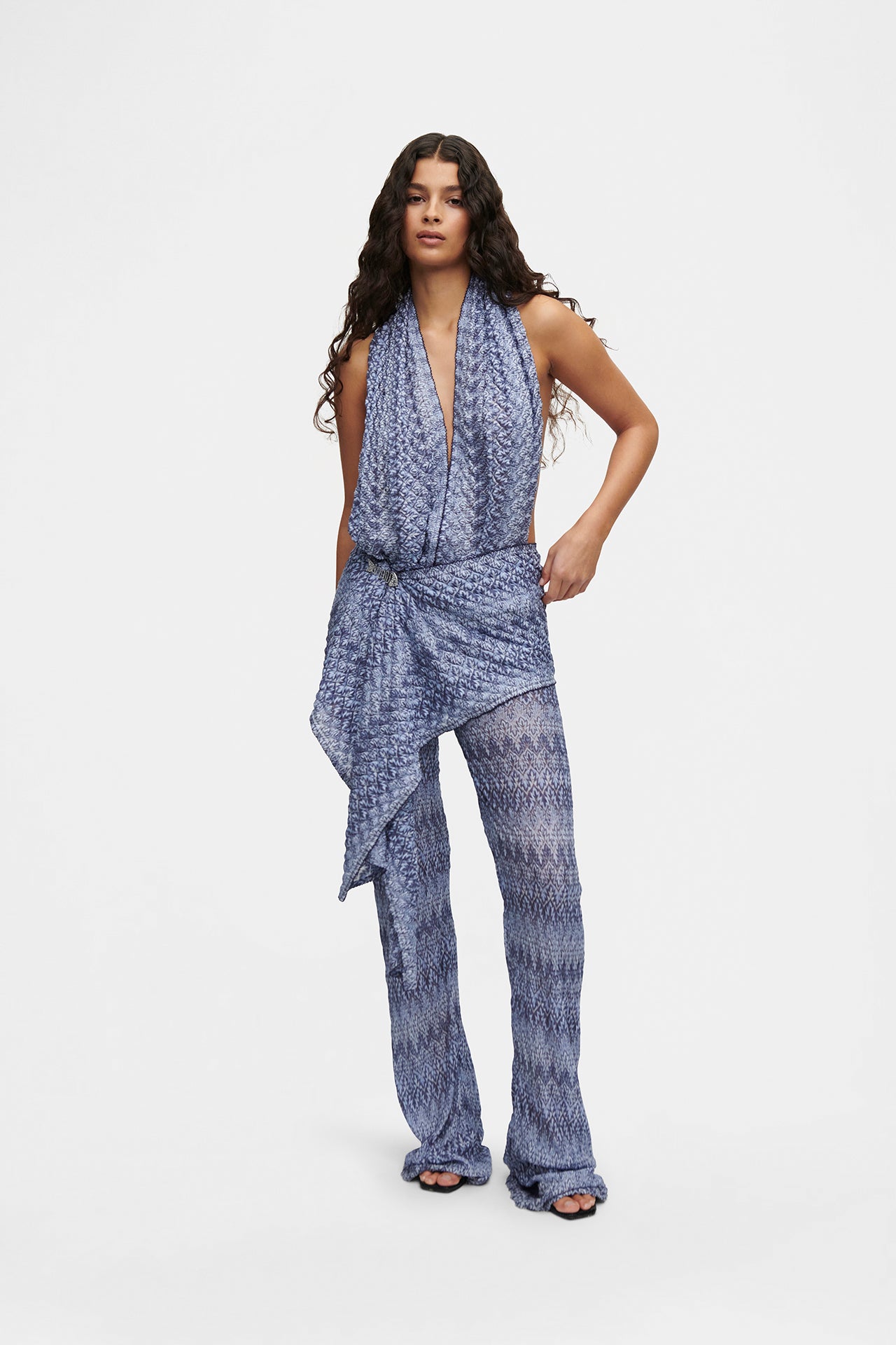 Ocean Knit Scarf Top, Italian knit with pins, image 14, HANNE BLOCH